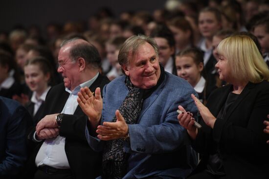 Evening with French actor Gerard Depardieu at Russian Defense Ministry Boarding School for Girls