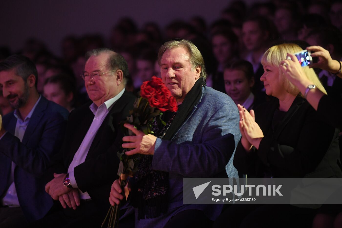 Evening with French actor Gerard Depardieu at Russian Defense Ministry Boarding School for Girls