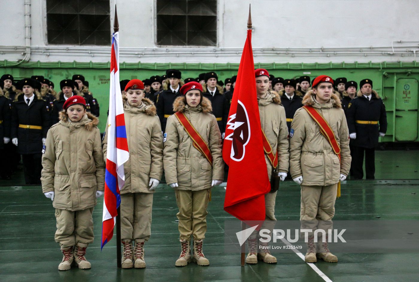 Murmansk Region students enrolled as Yunarmy members aboard Fleet Admiral of the Soviet Union Kuznetsov cruiser