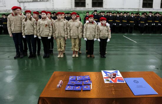 Murmansk Region students enrolled as Yunarmy members aboard Fleet Admiral of the Soviet Union Kuznetsov cruiser