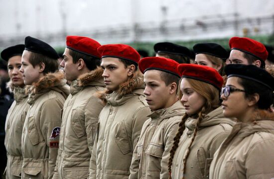 Murmansk Region students enrolled as Yunarmy members aboard Fleet Admiral of the Soviet Union Kuznetsov cruiser