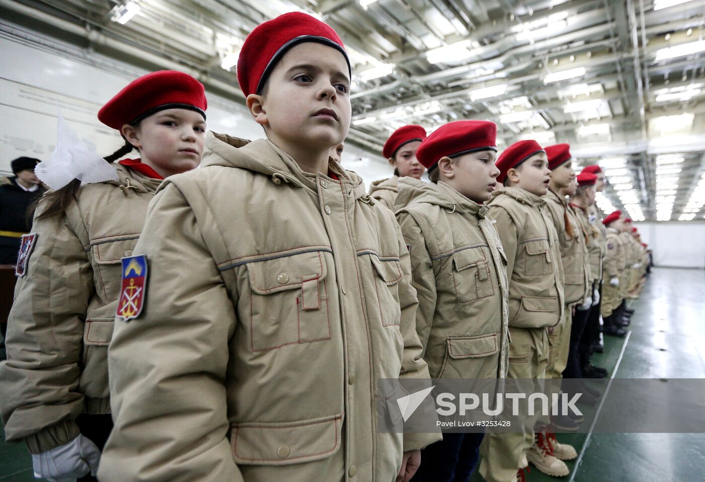 Murmansk Region students enrolled as Yunarmy members aboard Fleet Admiral of the Soviet Union Kuznetsov cruiser