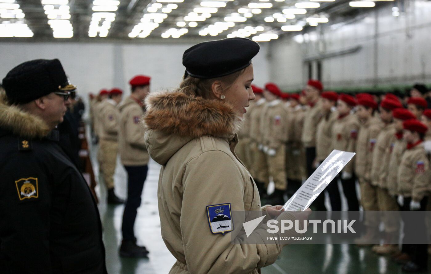 Murmansk Region students enrolled as Yunarmy members aboard Fleet Admiral of the Soviet Union Kuznetsov cruiser