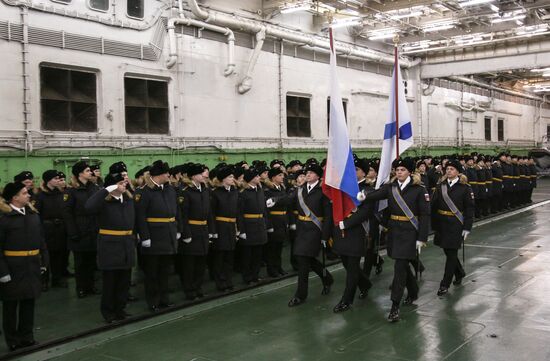 Murmansk Region students enrolled as Yunarmy members aboard Fleet Admiral of the Soviet Union Kuznetsov cruiser