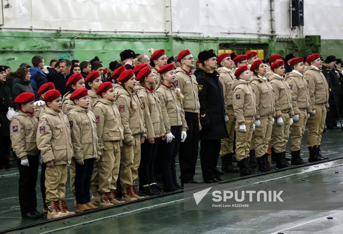 Murmansk Region students enrolled as Yunarmy members aboard Fleet Admiral of the Soviet Union Kuznetsov cruiser