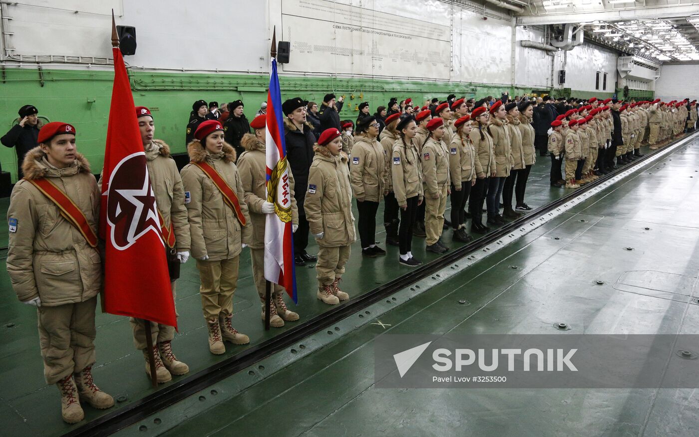 Murmansk Region students enrolled as Yunarmy members aboard Fleet Admiral of the Soviet Union Kuznetsov cruiser