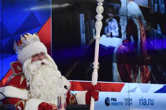 News conference with Grandfather Frost