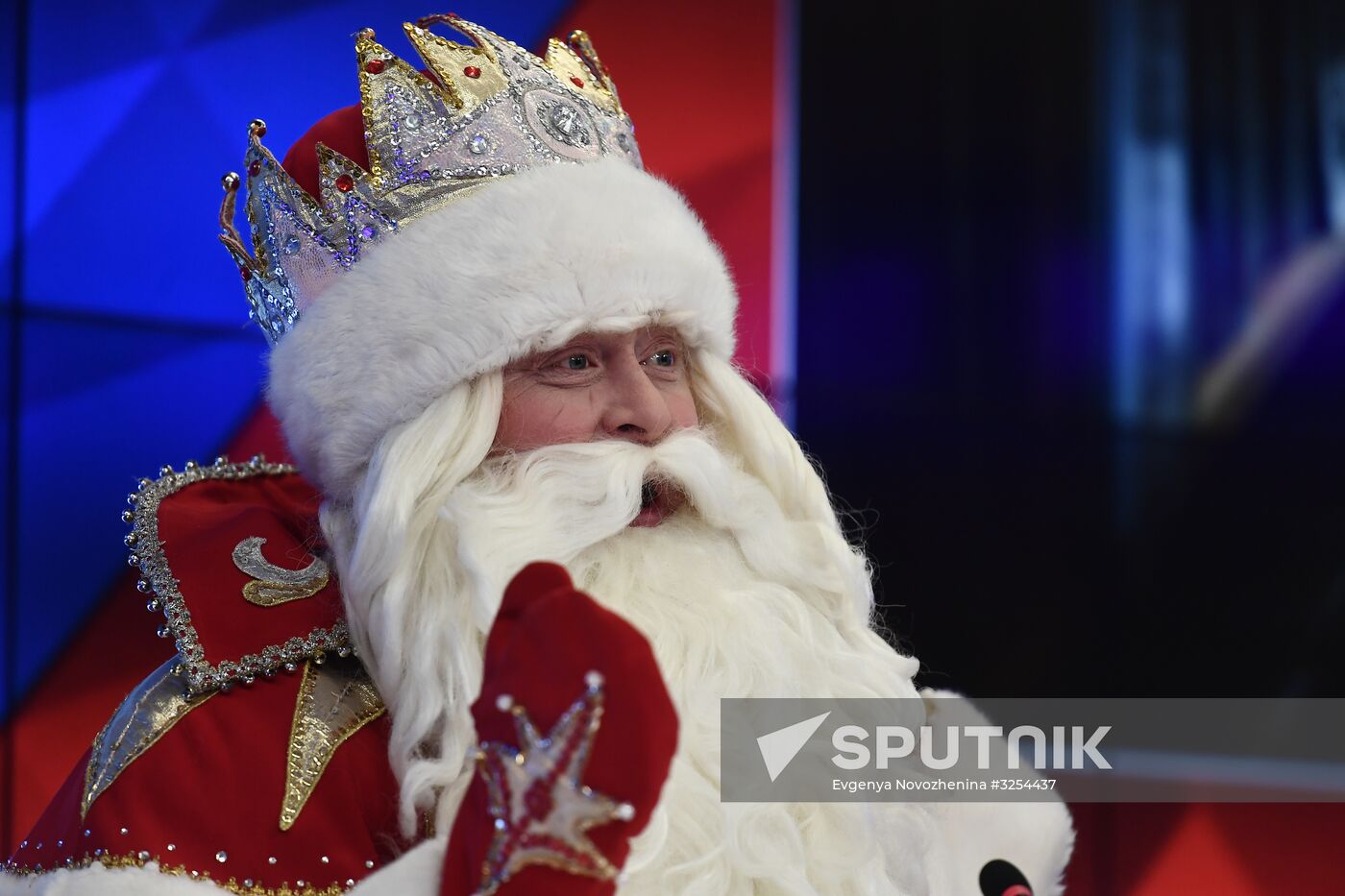 News conference with Grandfather Frost