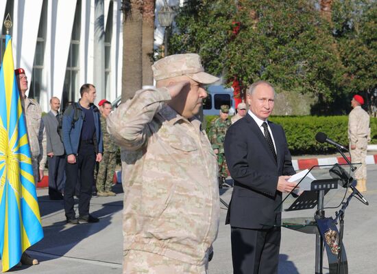 President Vladimir Putin visits Khmeimim Air Base in Syria