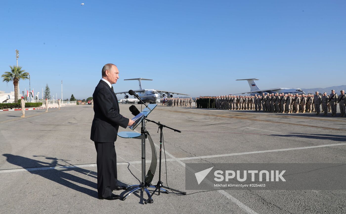 President Vladimir Putin visits Khmeimim Air Base in Syria