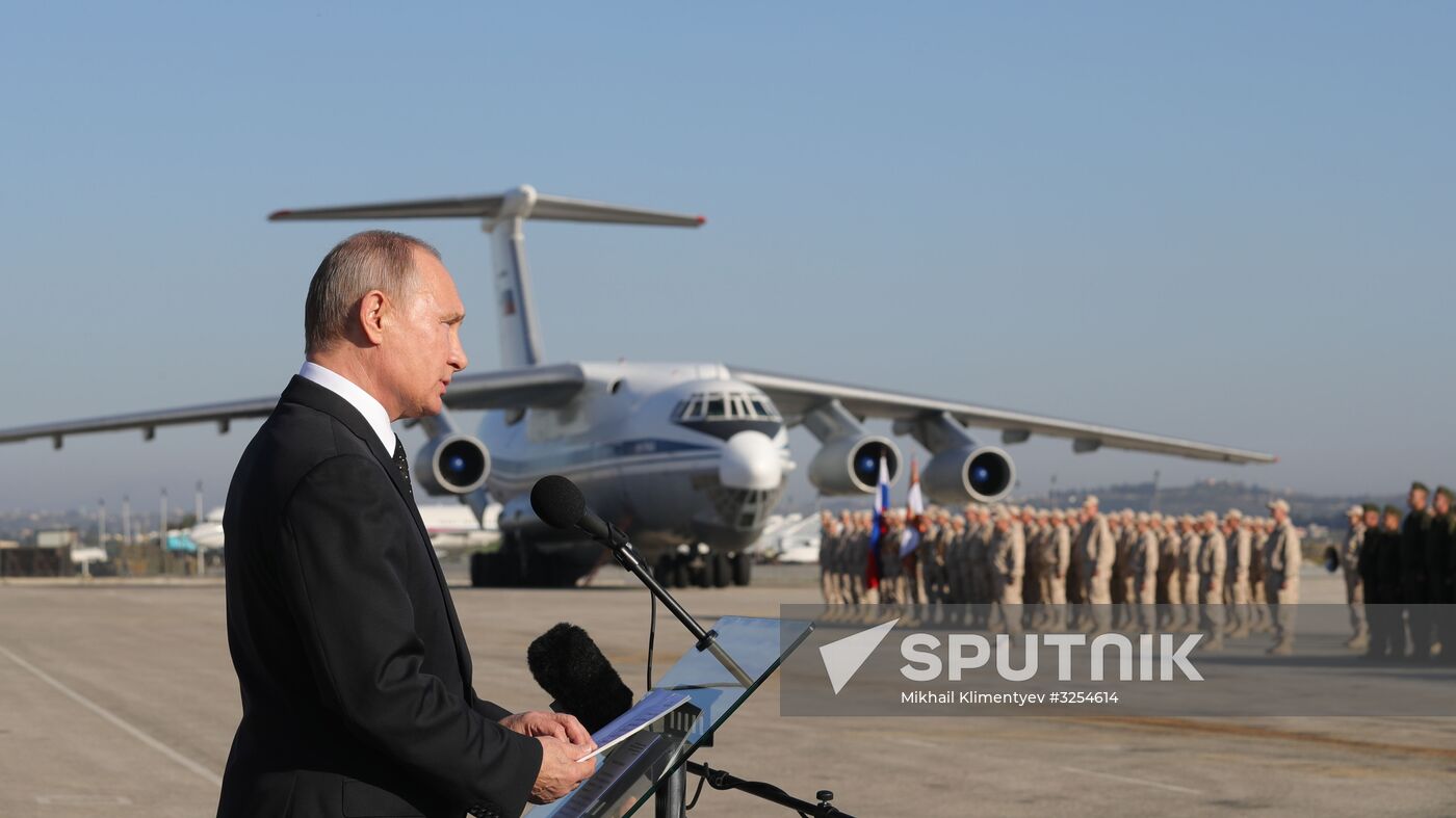 President Vladimir Putin visits Khmeimim Air Base in Syria