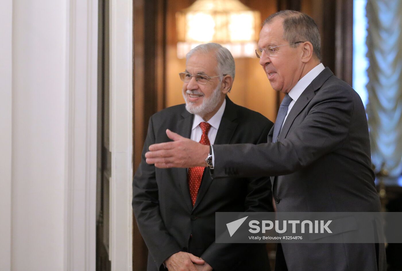 Russian Foreign Minister Sergei Lavrov meets with Libyan Foreign Minister Mohamed Taha Siala