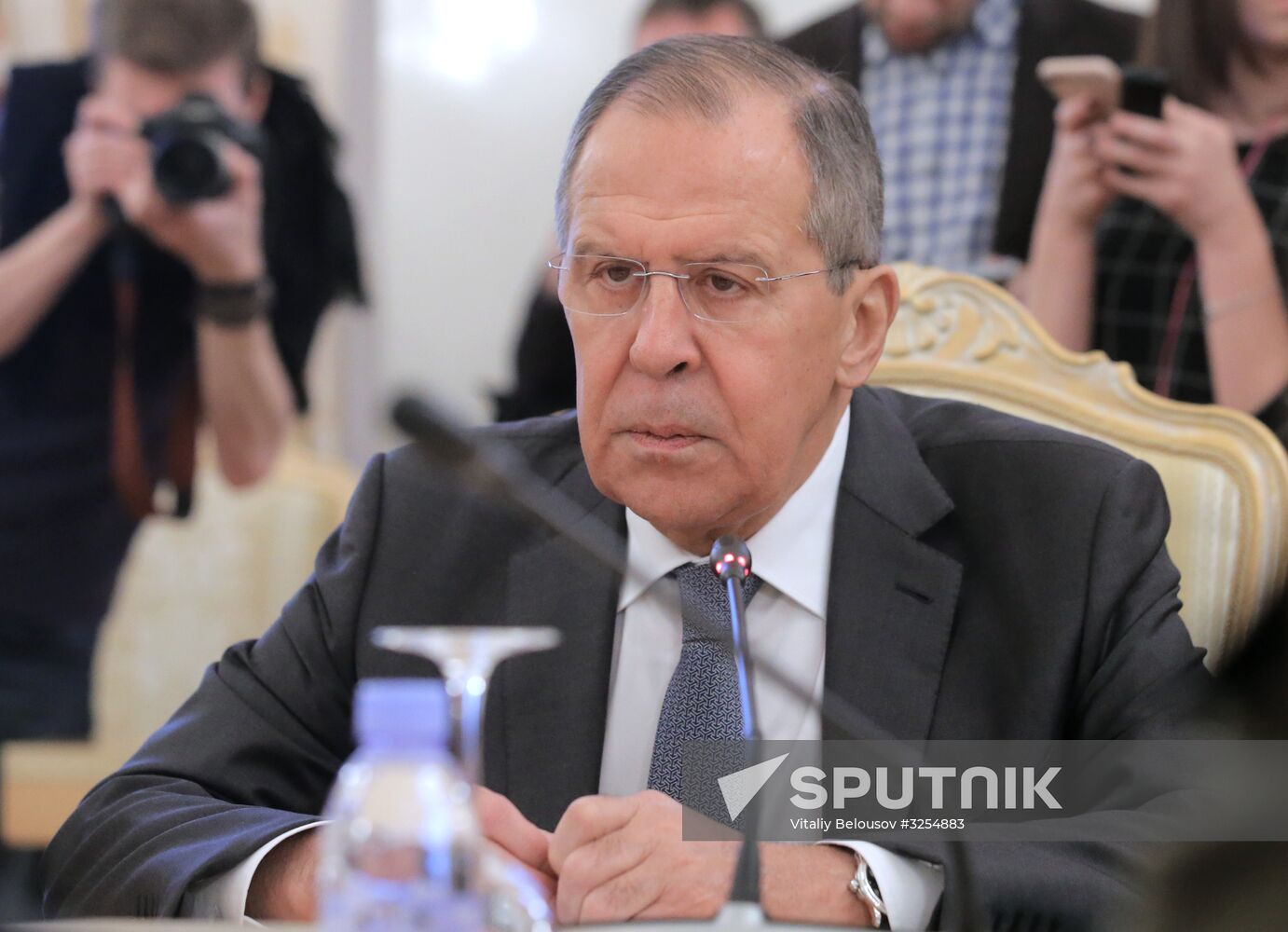 Russian Foreign Minister Sergei Lavrov meets with Libyan Foreign Minister Mohamed Taha Siala