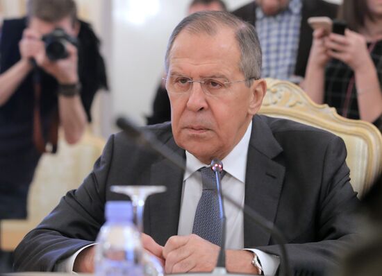 Russian Foreign Minister Sergei Lavrov meets with Libyan Foreign Minister Mohamed Taha Siala