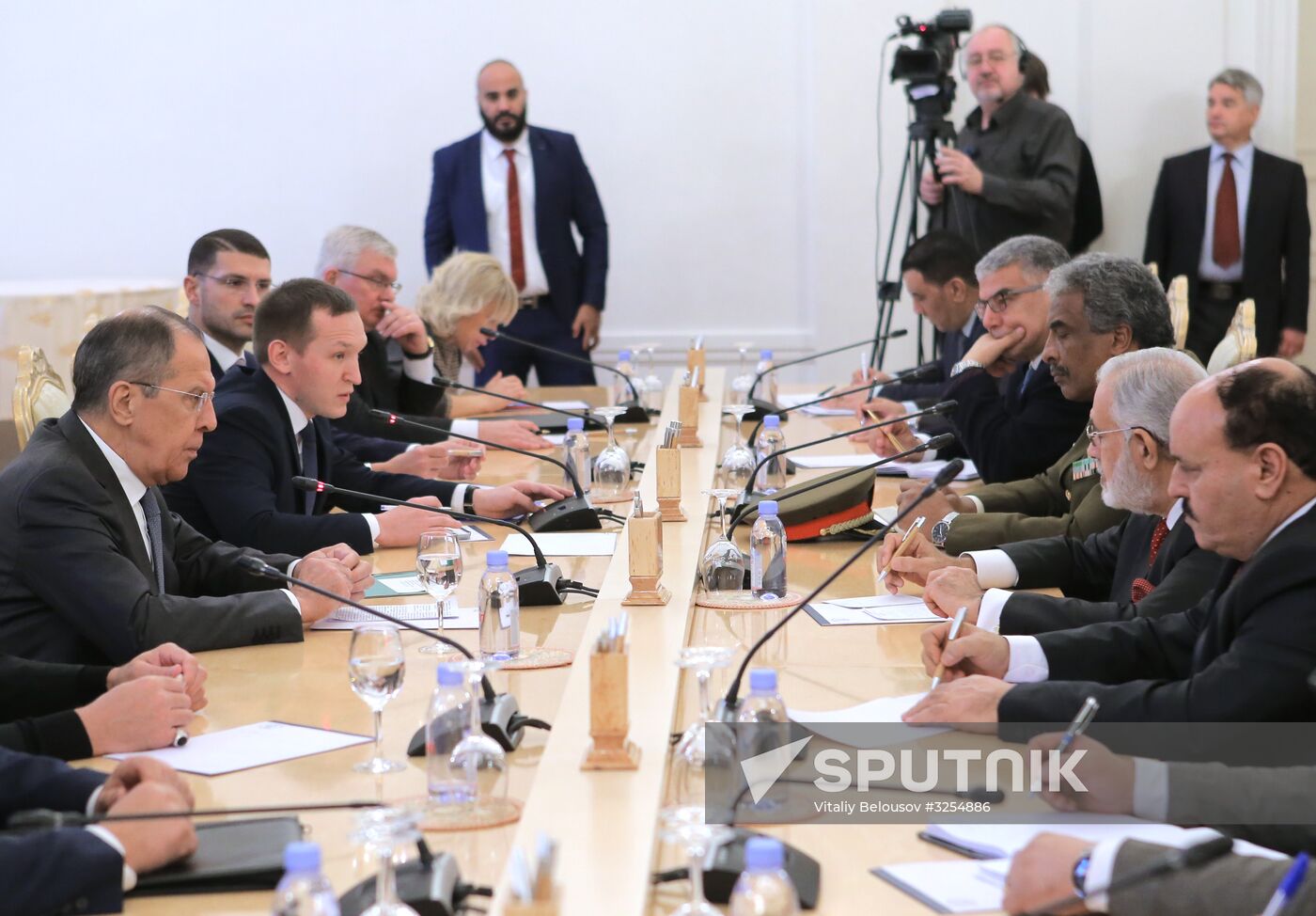 Russian Foreign Minister Sergei Lavrov meets with Libyan Foreign Minister Mohamed Taha Siala