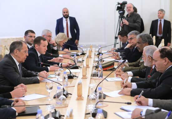 Russian Foreign Minister Sergei Lavrov meets with Libyan Foreign Minister Mohamed Taha Siala