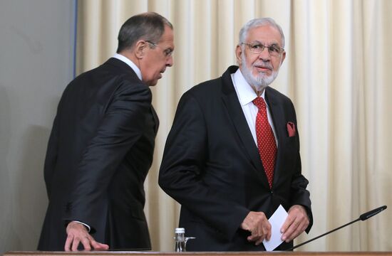 Russian Foreign Minister Sergei Lavrov meets with Libyan Foreign Minister Mohamed Taha Siala