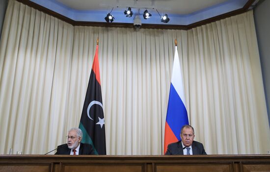 Moscow, Russia. Russian Foreign Minister Sergei Lavrov meets with Libyan Foreign Minister Mohamed Taha Siala at the Russian Foreign Ministry