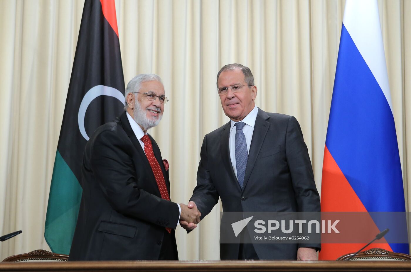 Russian Foreign Minister Sergei Lavrov meets with Libyan Foreign Minister Mohamed Taha Siala
