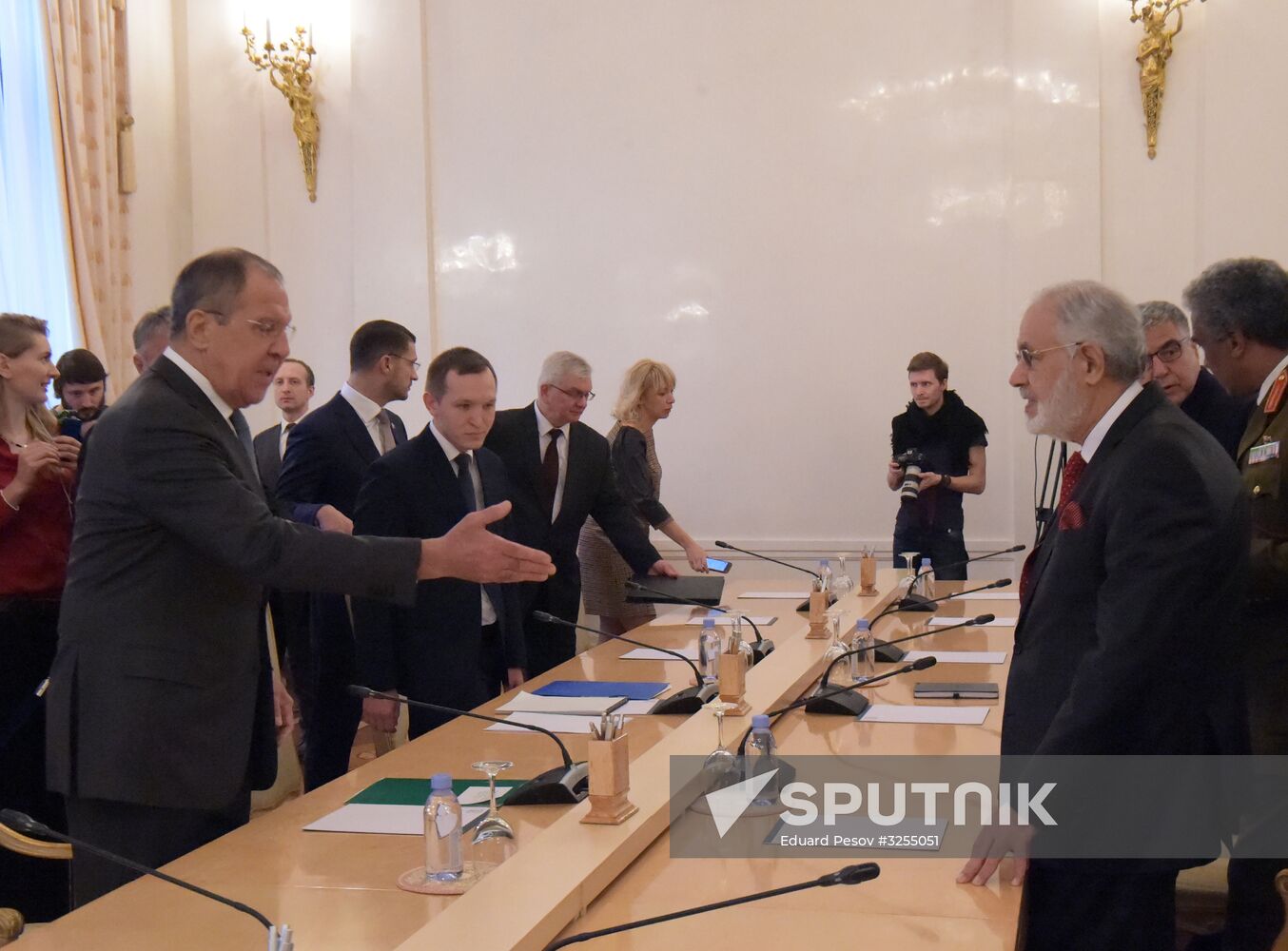 Russian Foreign Minister Sergei Lavrov meets with Libyan Foreign Minister Mohamed Taha Siala