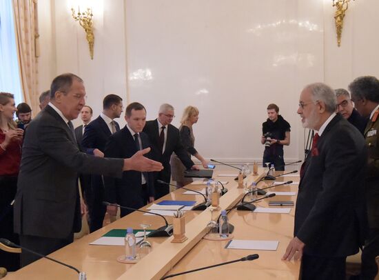 Russian Foreign Minister Sergei Lavrov meets with Libyan Foreign Minister Mohamed Taha Siala