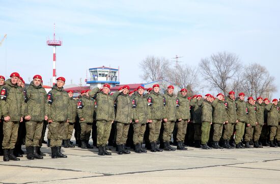 Military police battalion comes back to Makhachkala from Syria