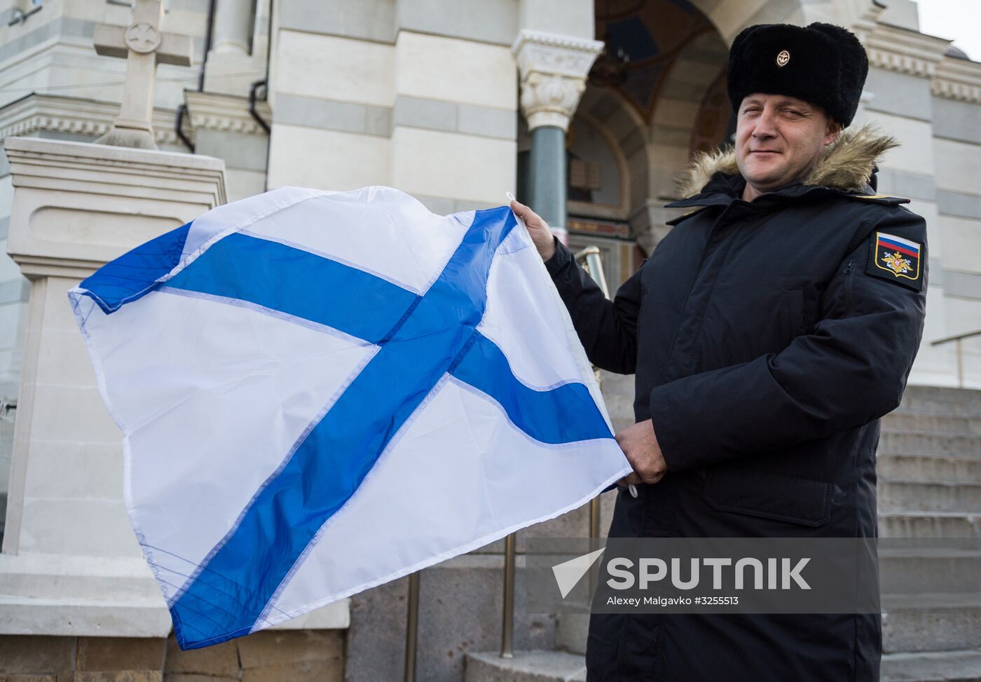 Blessing St. Andrew's flags for Black Sea Fleet vessels in Sevastopol