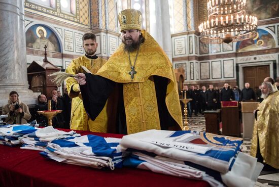 Blessing St. Andrew's flags for Black Sea Fleet vessels in Sevastopol