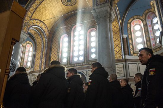Blessing St. Andrew's flags for Black Sea Fleet vessels in Sevastopol