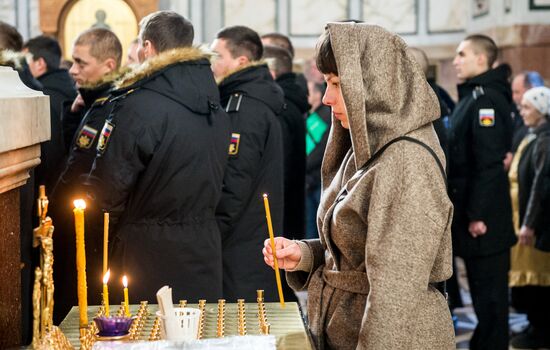 Blessing St. Andrew's flags for Black Sea Fleet vessels in Sevastopol