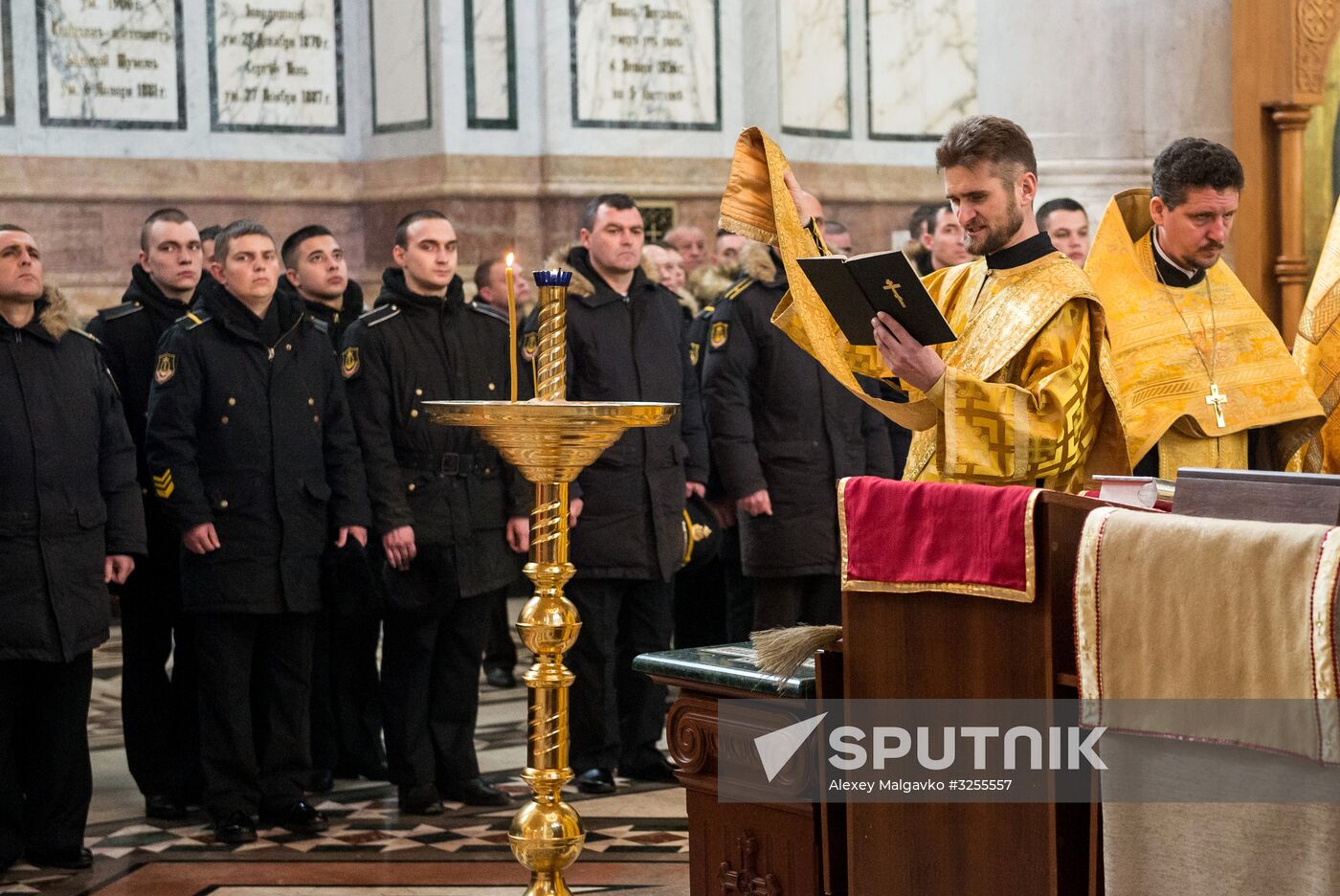 Blessing St. Andrew's flags for Black Sea Fleet vessels in Sevastopol