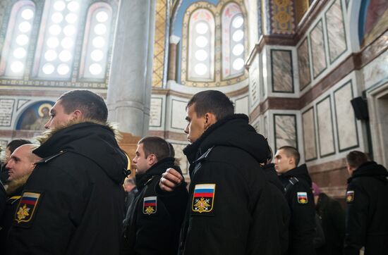 Blessing St. Andrew's flags for Black Sea Fleet vessels in Sevastopol