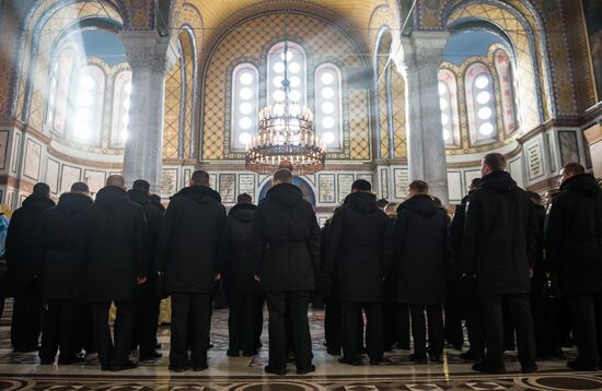 Blessing St. Andrew's flags for Black Sea Fleet vessels in Sevastopol
