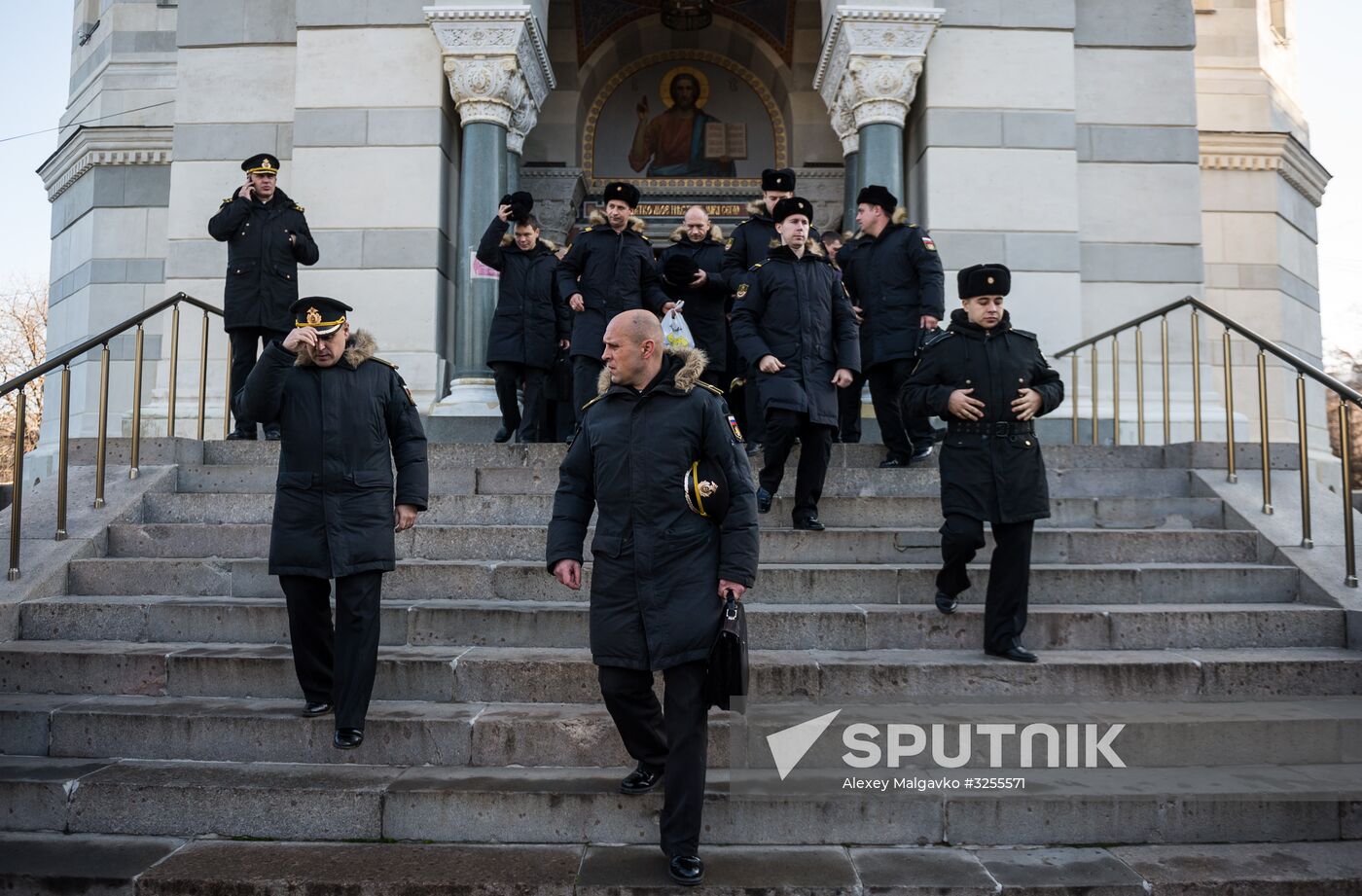 Blessing St. Andrew's flags for Black Sea Fleet vessels in Sevastopol