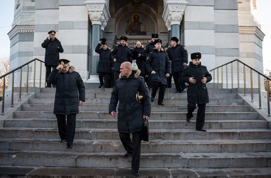 Blessing St. Andrew's flags for Black Sea Fleet vessels in Sevastopol