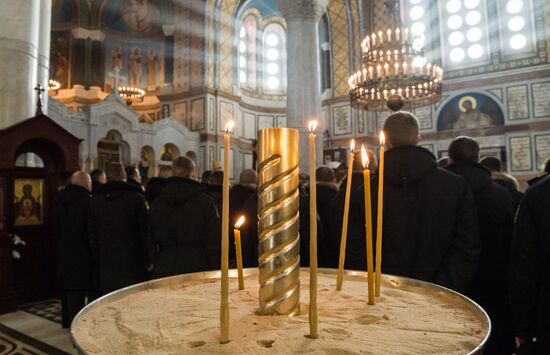 Blessing St. Andrew's flags for Black Sea Fleet vessels in Sevastopol