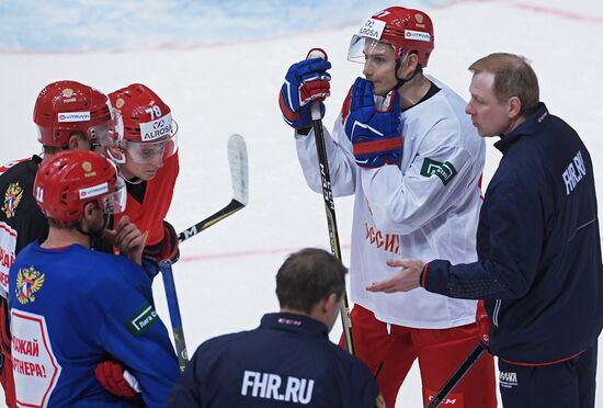Ice hockey. Channel One Cup. Russian national team's training session