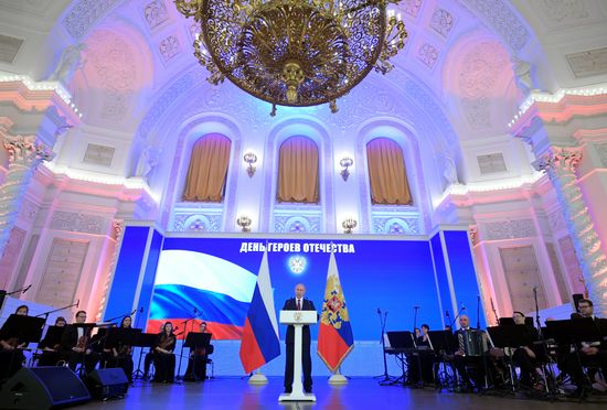 President Putin attends reception to mark Heroes of the Fatherland Day