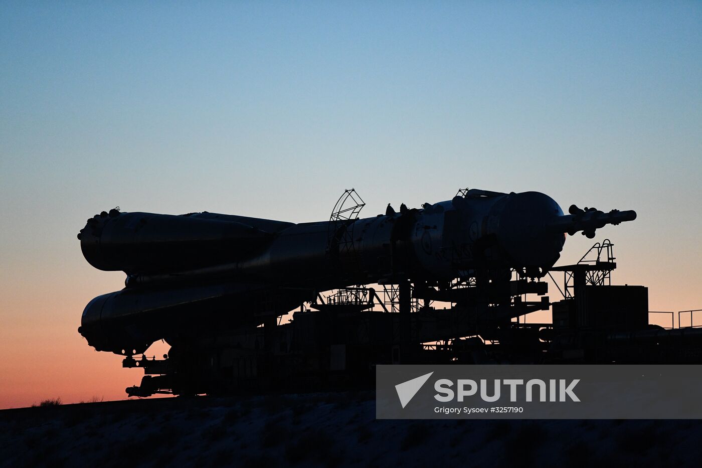 Transportration of Soyuz-FG carrier rocket with Soyuz MS-07 spacecraft to launch pad