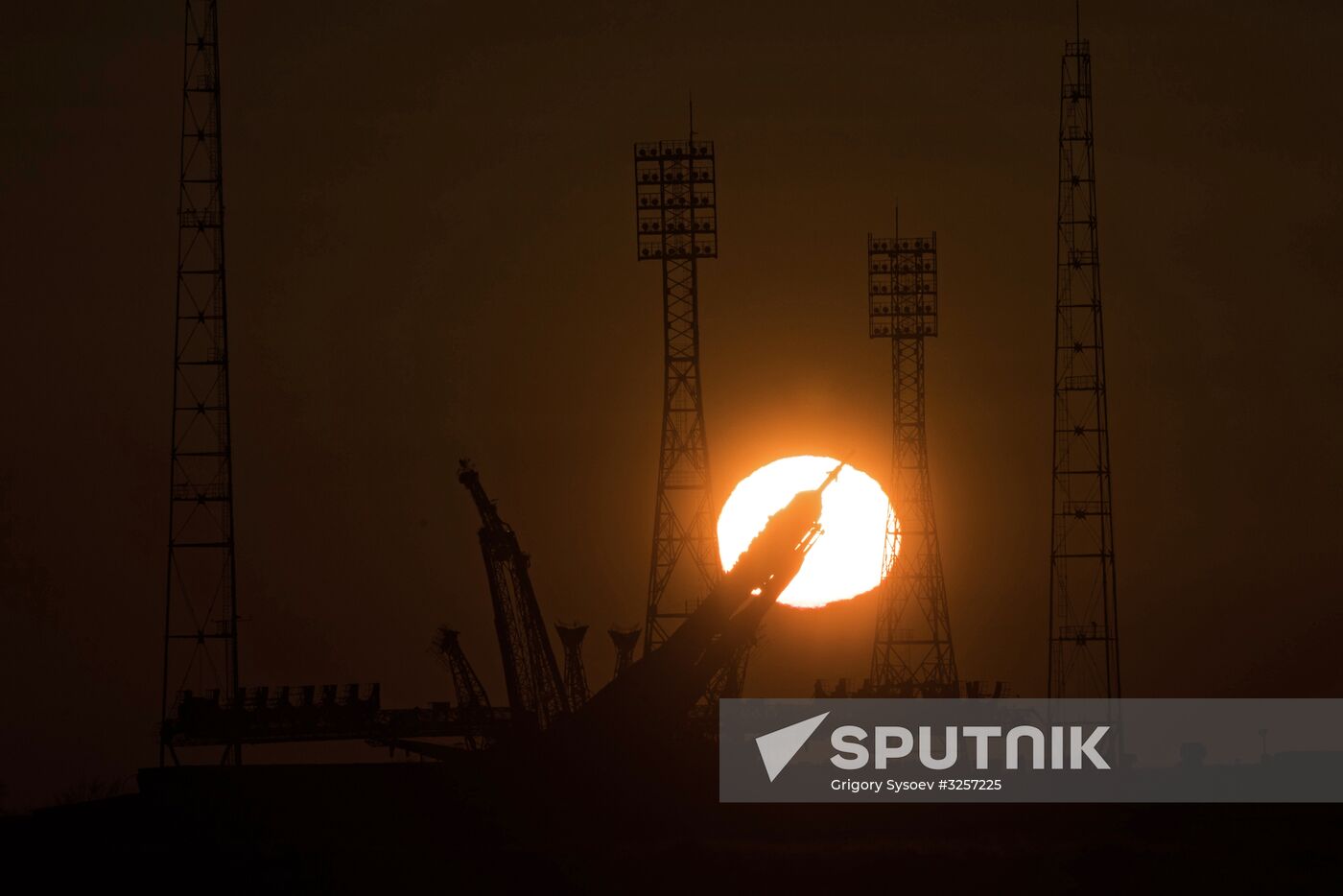 Transportration of Soyuz-FG carrier rocket with Soyuz MS-07 spacecraft to launch pad