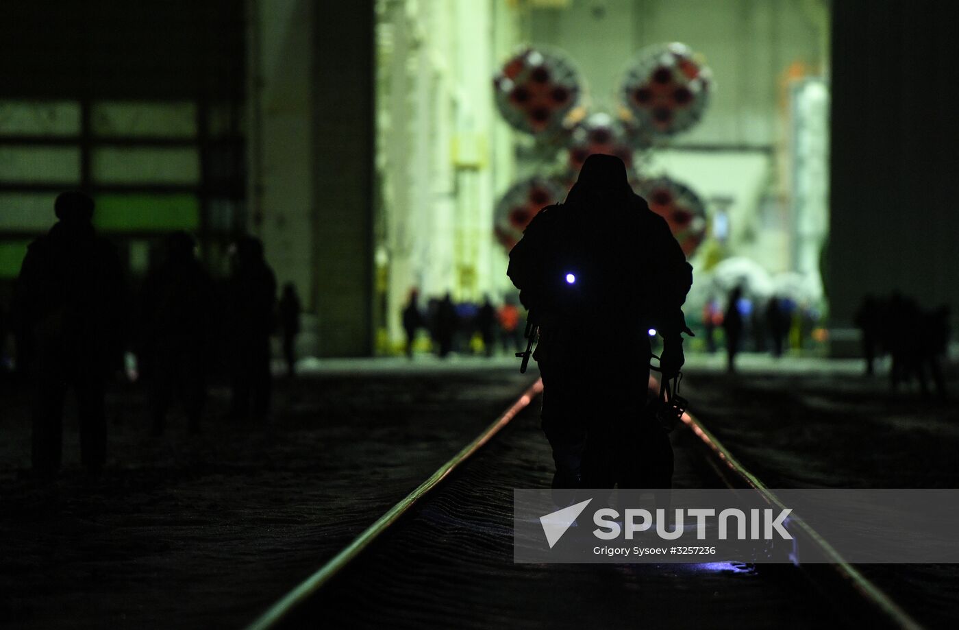 Transportration of Soyuz-FG carrier rocket with Soyuz MS-07 spacecraft to launch pad
