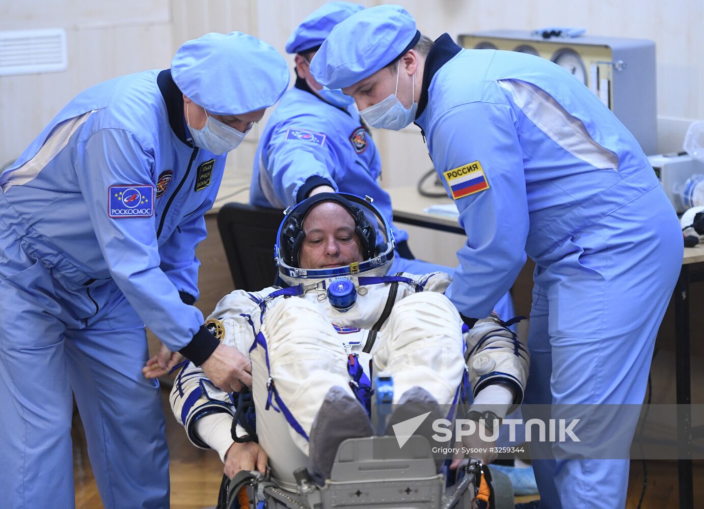 Soyuz-FG carrier vehicle with Soyuz MS-07 manned spacecraft launched from Baikonur Cosmodrome