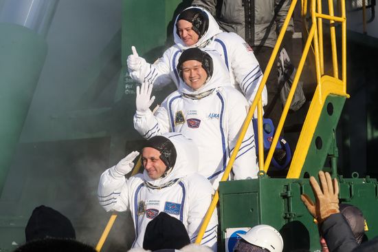 Soyuz-FG carrier vehicle with Soyuz MS-07 manned spacecraft launched from Baikonur Cosmodrome