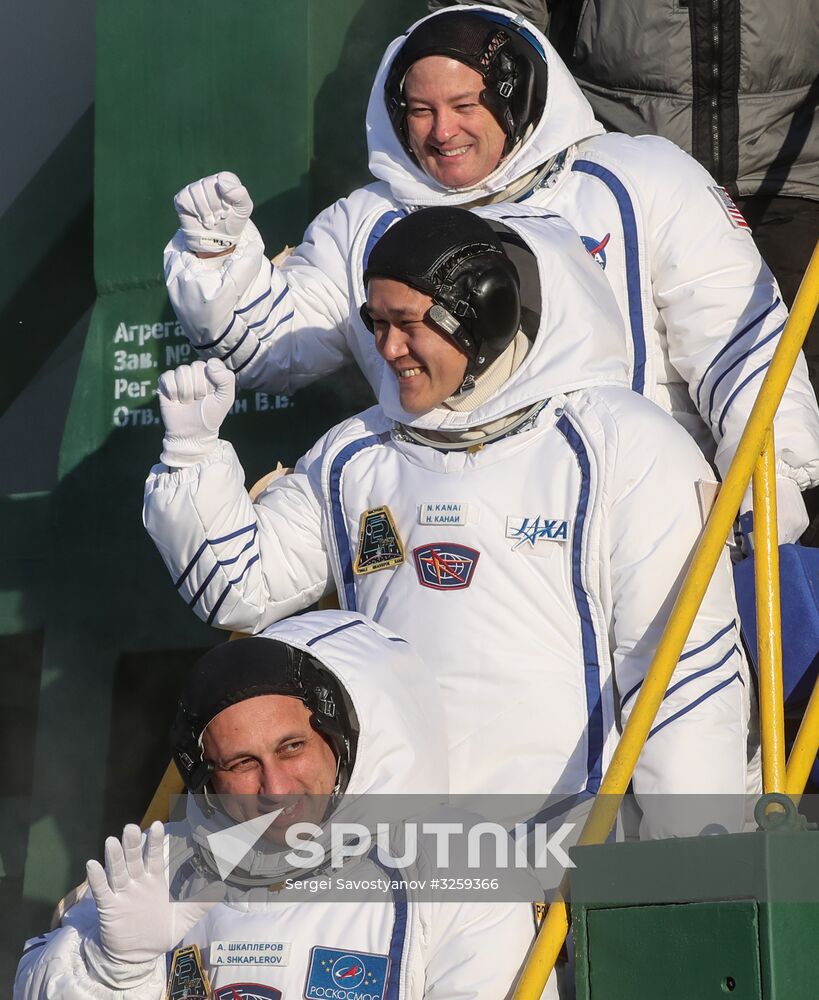Soyuz-FG carrier vehicle with Soyuz MS-07 manned spacecraft launched from Baikonur Cosmodrome