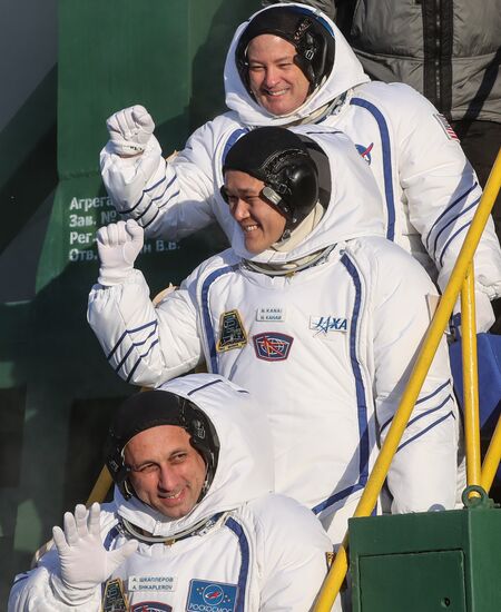 Soyuz-FG carrier vehicle with Soyuz MS-07 manned spacecraft launched from Baikonur Cosmodrome