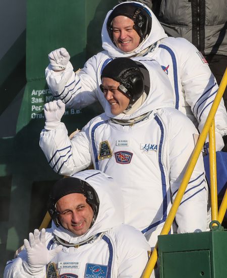 Soyuz-FG carrier vehicle with Soyuz MS-07 manned spacecraft launched from Baikonur Cosmodrome