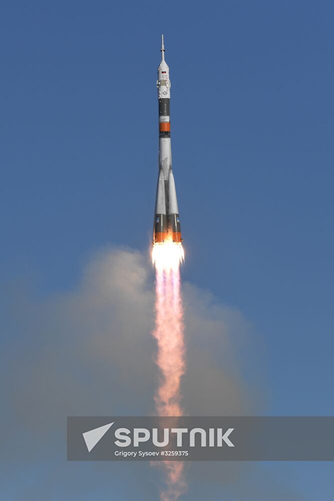 Soyuz-FG rocket launches Soyuz-MS-07 spacecraft from Baikonur Space Center
