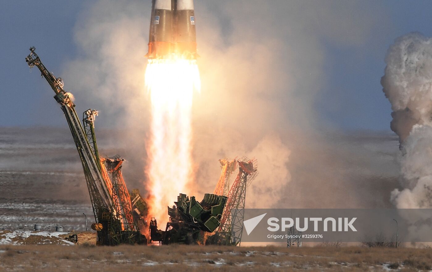 Soyuz-FG rocket launches Soyuz-MS-07 spacecraft from Baikonur Space Center