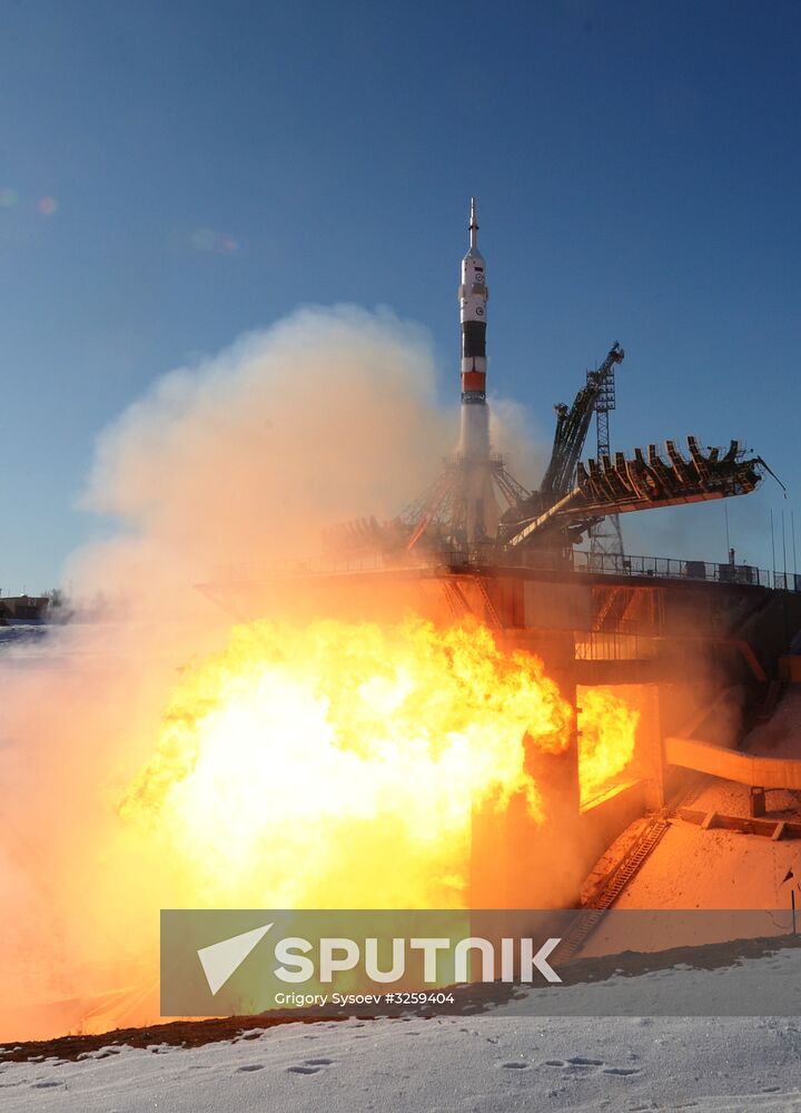 Soyuz-FG rocket launches Soyuz-MS-07 spacecraft from Baikonur Space Center