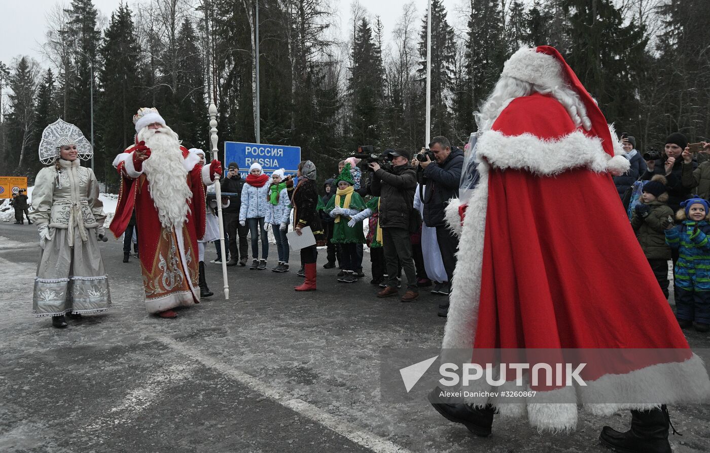 Russian Father Frost meets with Finland's Joulupukki in Leningrad Region
